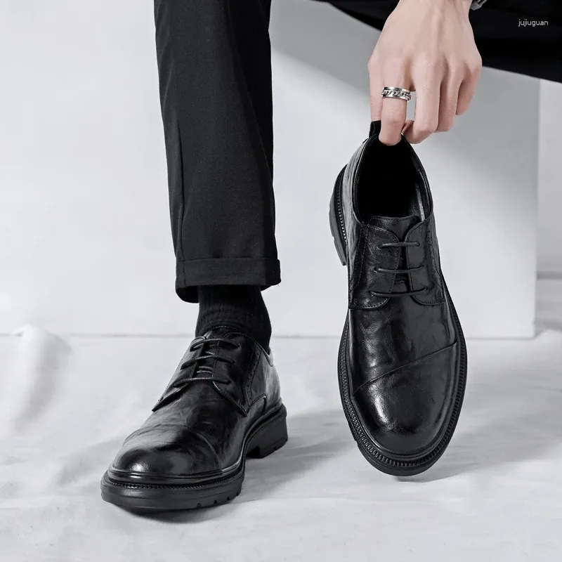 Casual Shoes Spring/Autumn Brand Men Top Quality Oxfords British Style Soft Leather Business Split A12