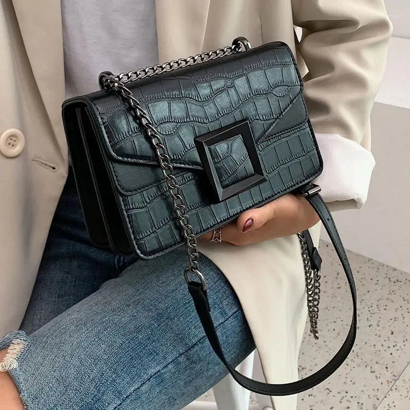 Saco abay pedra padrão couro do plutônio crossbody sacos para as mulheres 2024 pequeno ombro simples feminino luxo corrente bolsas e bolsas