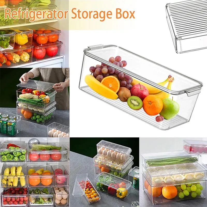 Garrafas de armazenamento transparente recipiente de alimentos geladeira separada freezer selo bin organizador para legumes frutas cozinha fornecimento