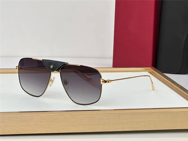 Nouveau design de mode lunettes de soleil pilote 0037 monture en métal avec pont en cuir de veau noir classique style simple et populaire lunettes de protection UV400 en plein air