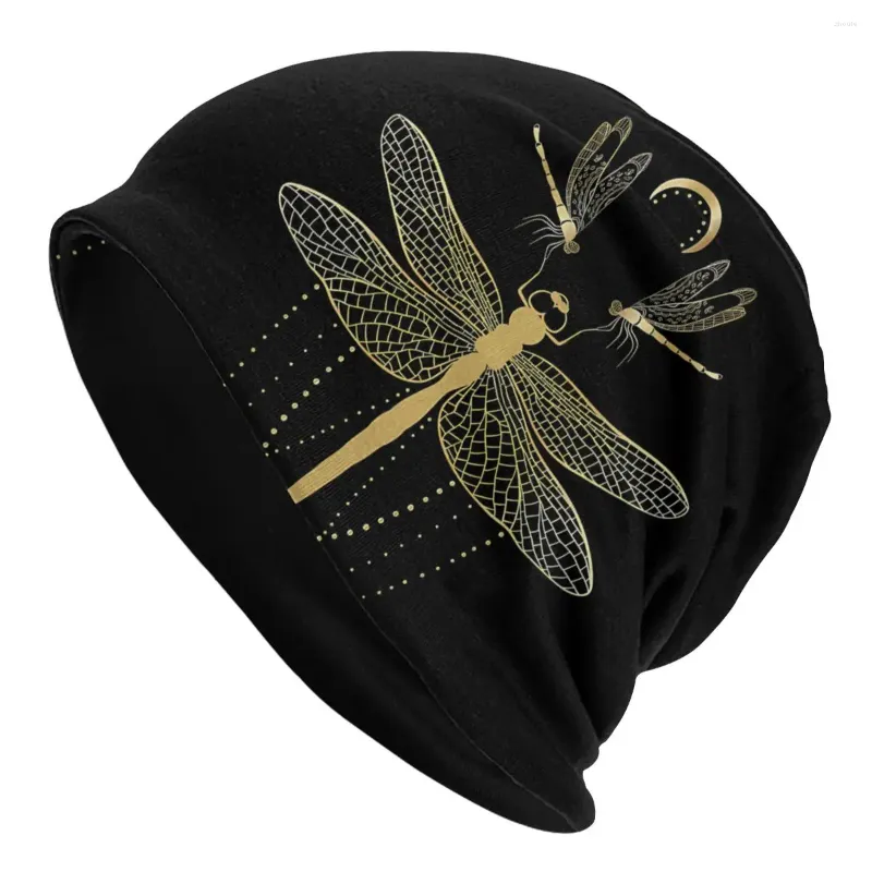 Berets Dragonflies And Jewelry Chains Style Thin Skullies Beanies Outdoor Caps For Men Women Dragonfly Tattoo Ski Bonnet Hats