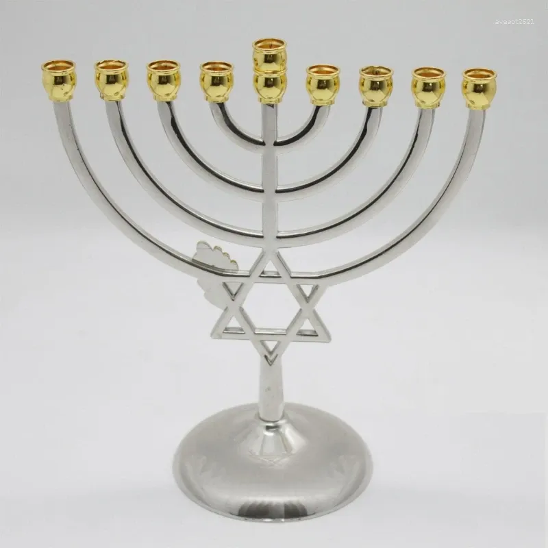 Portacandele Hanukkah Menorah 9 portarami Supporto vintage Goccia durevole in lega di zinco