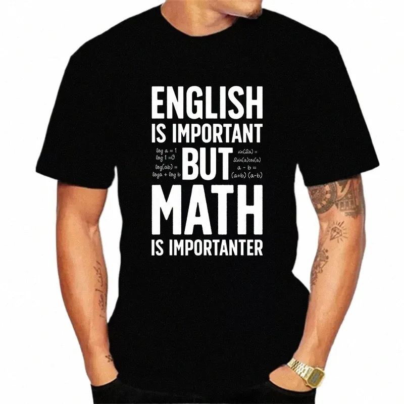 2023 NYTT MENS Märke t-shirt engelska är viktigt men matematik är Importanter sommar daglig casual sport tee shirt manlig t shirt homme r5zw#