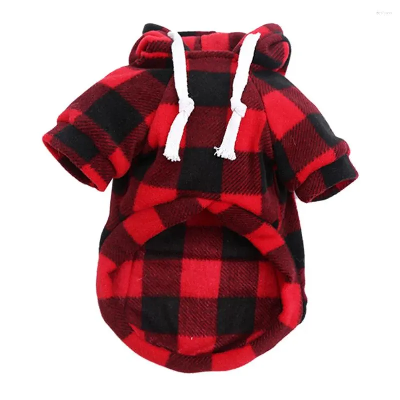 Abbigliamento per cani Cappotto per animali Costume divertente Dreses Indumento natalizio Felpa con cappuccio rossa Forniture Abiti natalizi Piccolo motivo a griglia per cuccioli da festival