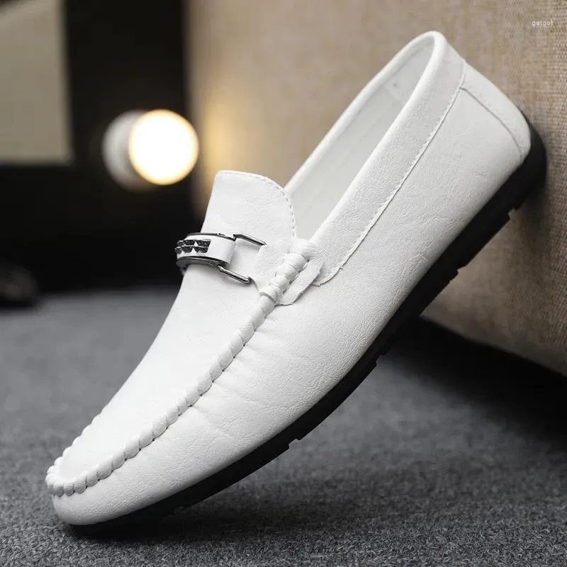 Freizeitschuhe Herren Loafer Weiß Fahren Männer Mokassins Sommer Atmungsaktiv Mann Leder Slip On Super Leicht Männlich