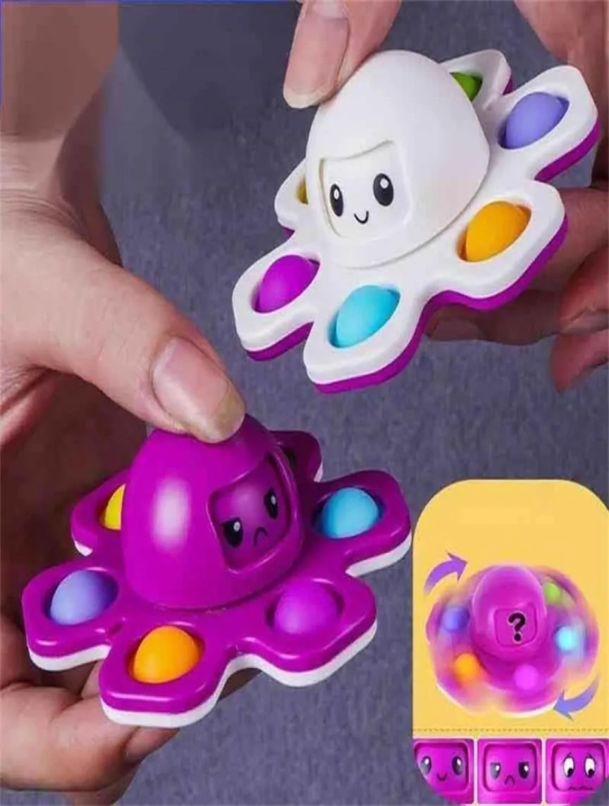 Toys Spinner Flip Face Changing Push Toy Bubble Silicone Nyckelkedja Fingertip Gyro Creative Game Sensory Anxiety Stress Reliever8877351