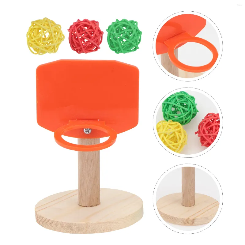 Other Bird Supplies Shooting Toy Basketball Accessories Educating Parrot Bell Mini Chew Hoop Wooden