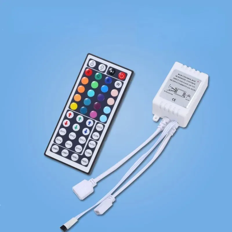 Controlador de led 44 teclas led ir rgb caixa de controle 1 a 2 controlador ir remoto dimmer dc12v para rgb 3528 5050 luzes de tira led