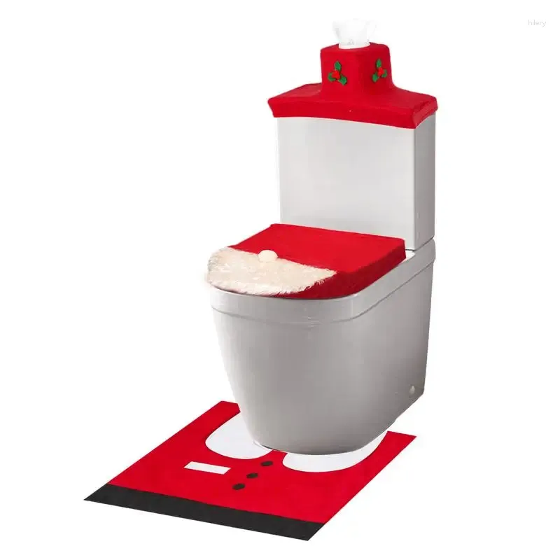 Tappetini da bagno Set copriwater natalizio Set creativo per tappetino da bagno Babbo Natale Forniture per decorazioni regalo Navidad per l'anno domestico