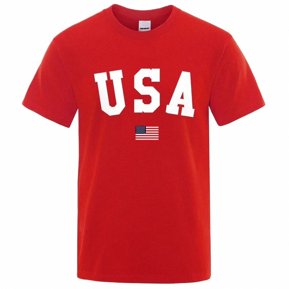 USA Vlag Straat Persality Brief Mannen Vrouwen T-shirts Cott Oversized Korte Mouw Losse T-Shirt Ademend Oversized Tops f4CP #