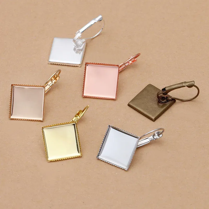 Charm Sea Mew 50 Pcs 8mm 12mm 15mm Square Cabochon Base Earrings Settings Findings for Diy Jewelry Making Accessories