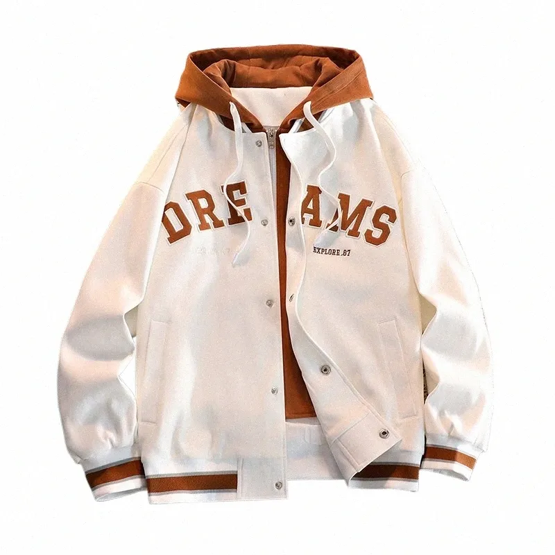 Chaqueta de uniforme de béisbol del equipo universitario de alta calidad Otoño de los hombres Nueva marca de moda Todo fósforo Chaqueta con capucha para estudiantes Abrigos de talla grande Mujeres C7Ma #