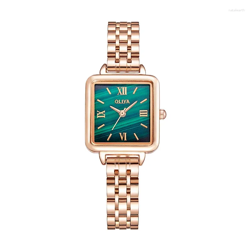 Armbandsur Lucky Girl Watch Square Dial Läderband Relojes Para Damareloj de Acero Inoxidable Mujer Ladies Gift Hope Tro