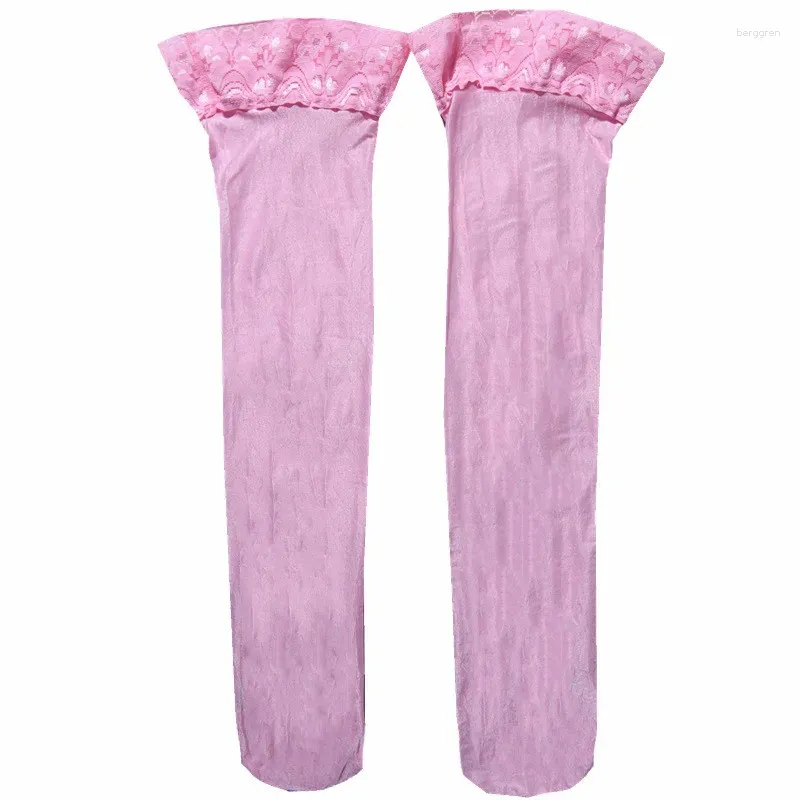 Chaussettes Sherbin rouge vif 70d pour femmes, sous-vêtements Sexy en dentelle sur le côté, en Silicone antidérapant, Tube Long Transparent et gras, 2024