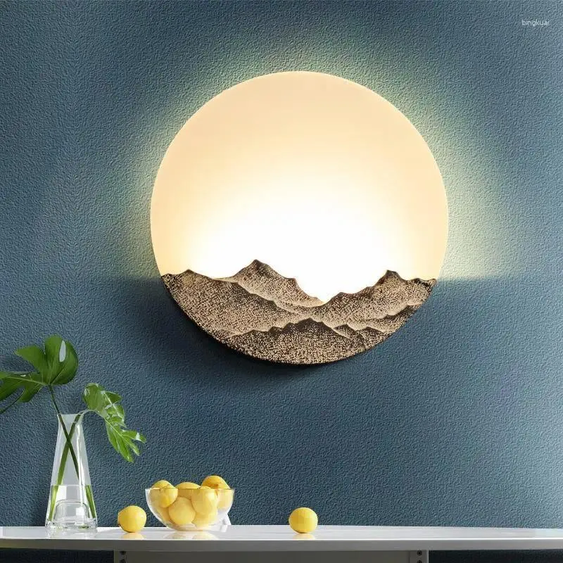 Lámpara de pared Estilo chino Hierro Acrílico Creativo 3 colores Atenuación Dormitorio Lámparas de noche Sala de estar moderna El pasillo Decoración