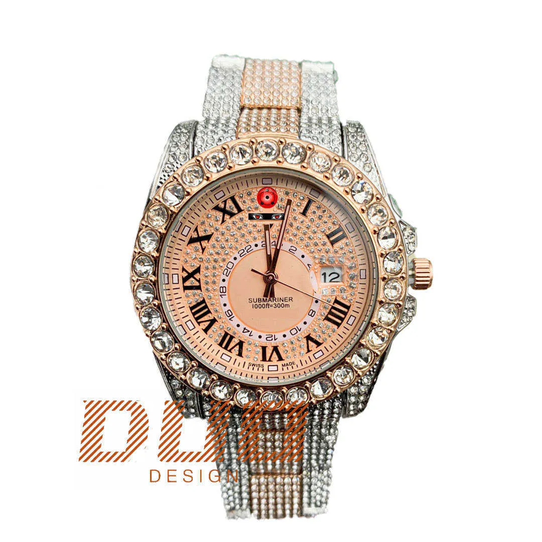 Pass Diamond Test Luksusowy zegarek biżuterii Moissanite Watch Full Diamond VVS Designer Classic Keep Real Hip Hop Watch Sapphire Mirror Wysokiej jakości oryginał z pudełkiem