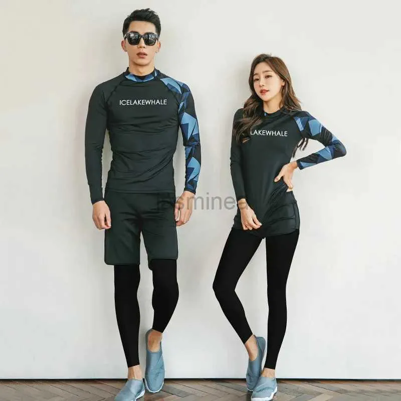 Traje de baño para hombres C Couple Rash Guard Trajes de cuerpo completo para mujer o para hombre Camisa de natación UV + Leggings / Pantalones cortos Amantes Traje de baño de surf a juego Secado rápido 24327