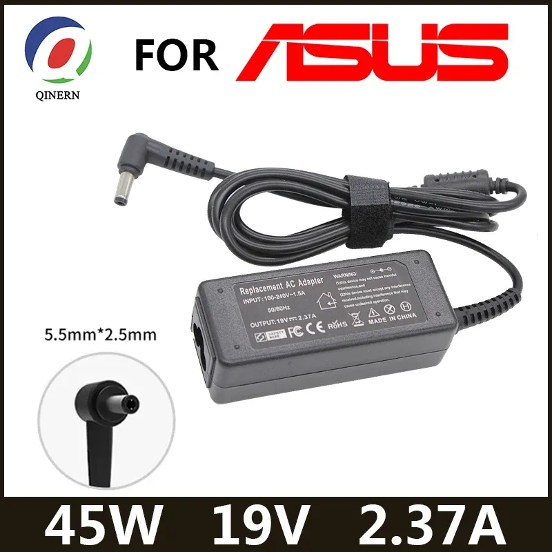 Adapter 19V 2.37A 45W Laptop AC Adapter DC -laddare för ASUS X555 X555YA X451C X451 MA X751 X705U X705NC X505B X756 X751NA Strömförsörjning