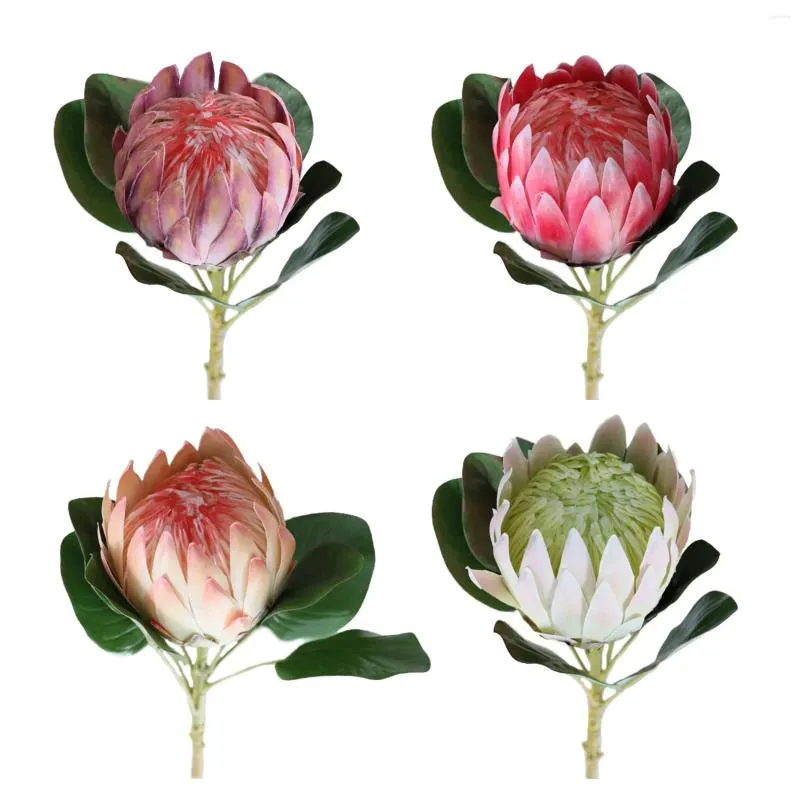 Dekorativa blommor konstgjorda blommor Silk King Protea Diy Arrangement Fake Emperor Branch Home Party Wedding Table Decoration Plant