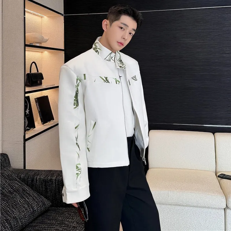 Mens Spring Fashion Jacket - Trendy Spliced Design, Casual Stand