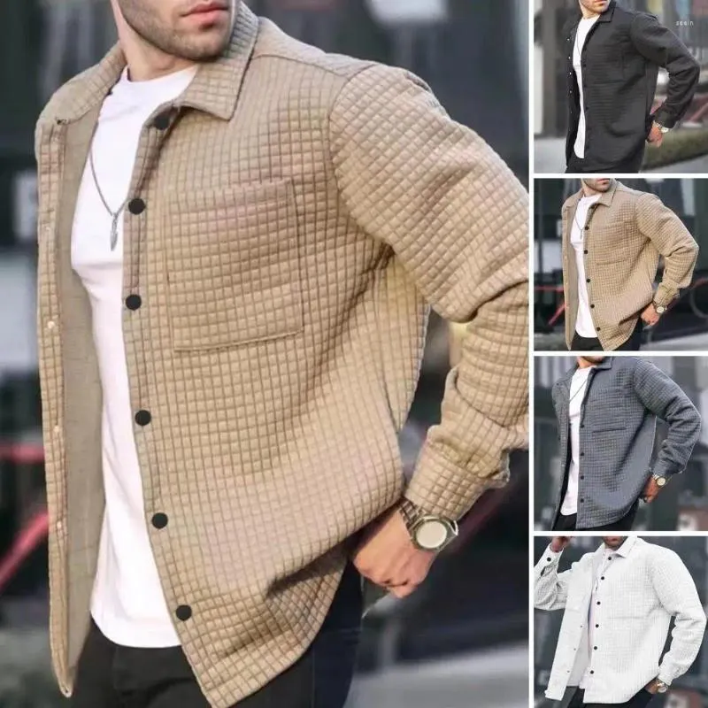 Erkek Ceketler Erkek Ceket Bahar Hırka ile Dönüş Yama Yaması Cep Yumuşak Nefes Alabilir Uzun Kollu Gömlek Şık bir görünüm için