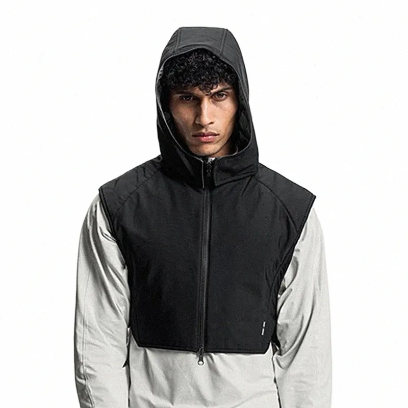 new Gym Mens Sports Hooded Vest Waterproof Outdoors Running Reflect Light Zipper Vests Sleevel Coat Male Fitn Clothing p9u4#