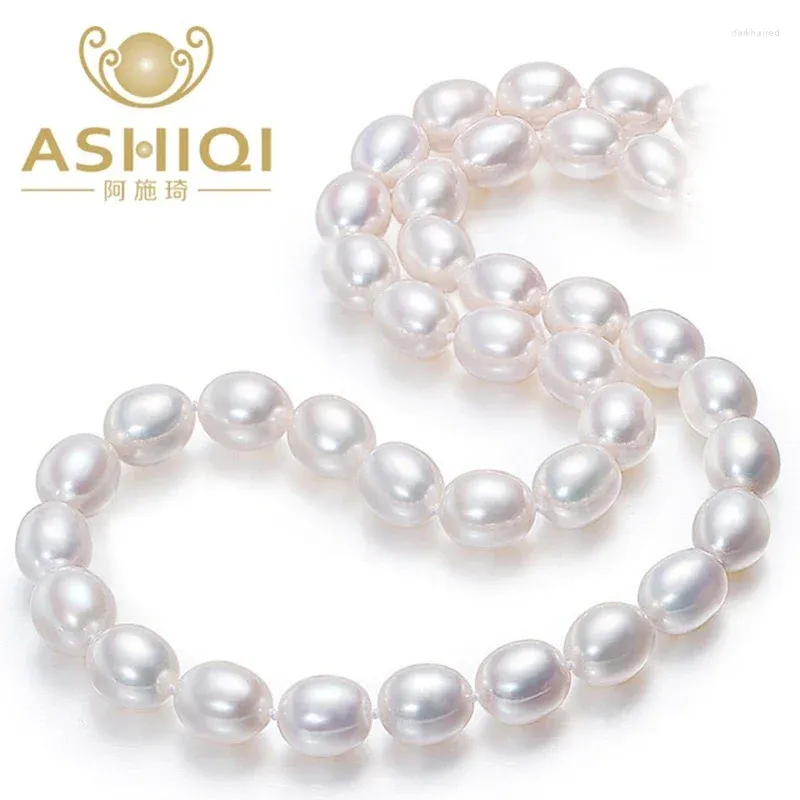 Kedjor Ashiqi verkliga naturliga sötvatten pärlhalsband modesmycken för kvinnor gåva