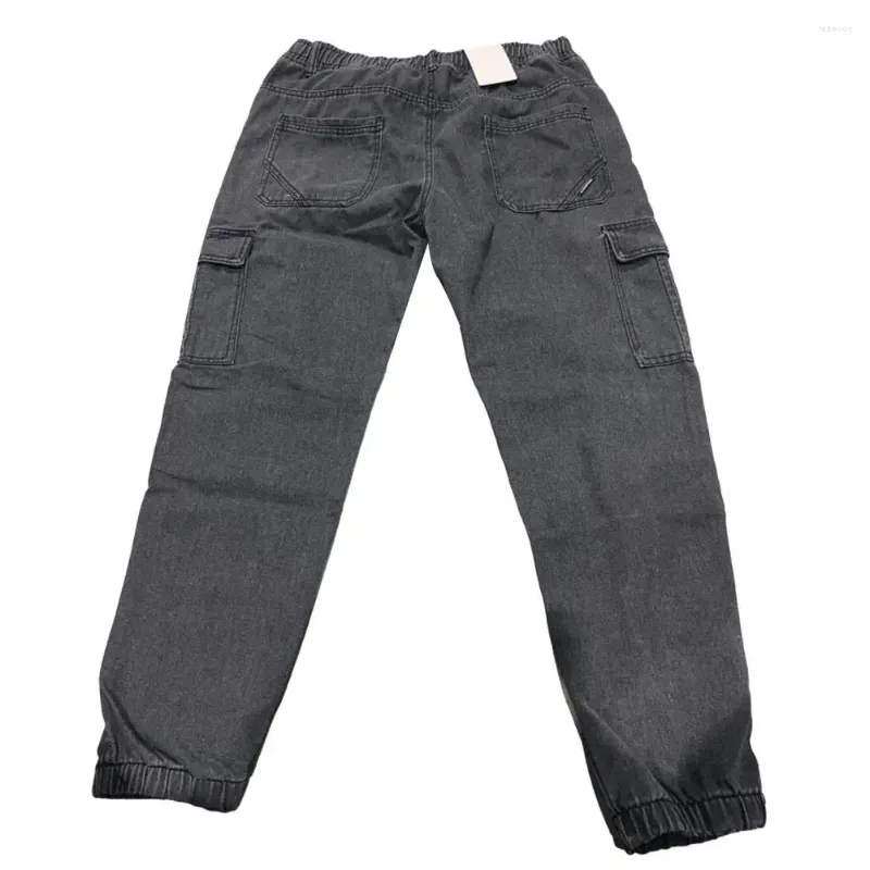 Calças masculinas de cor sólida retro streetwear carga com tornozelo elástico multi bolsos macio tecido respirável para plus size