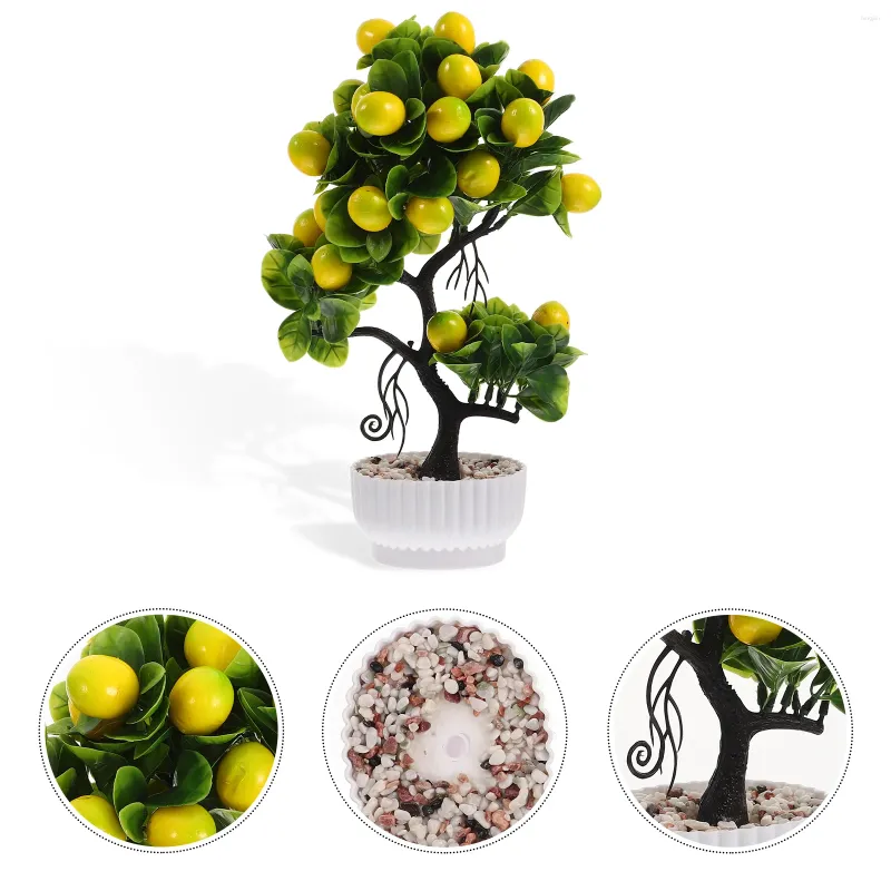 Flores decorativas árbol frutal artificial bonsái escritorio falso Po Prop hogar mesa centro de mesa