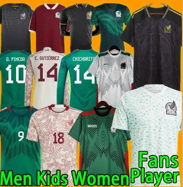 Mexiko 2023 Soccer Jerseys Women Uniforms målvakt Lång ärmfans Player version 23 Chicharito G.Dos Santos Camisetas Men Set Kids Kit Football Shirt FHG FHG