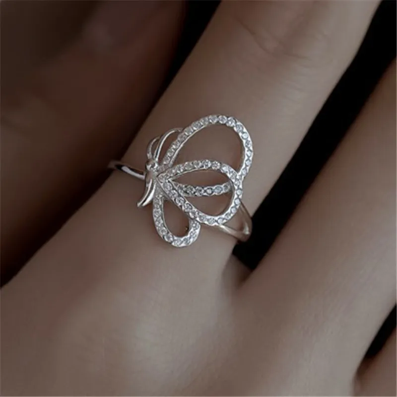 Butterfly Diamond Ring Woman 925 Sterling Silver Designer Rings for Women 5A Zirconia Luxury Jewelry Casual Daily Outfit Travel Friends Birthday Present Box Storlek 6-9