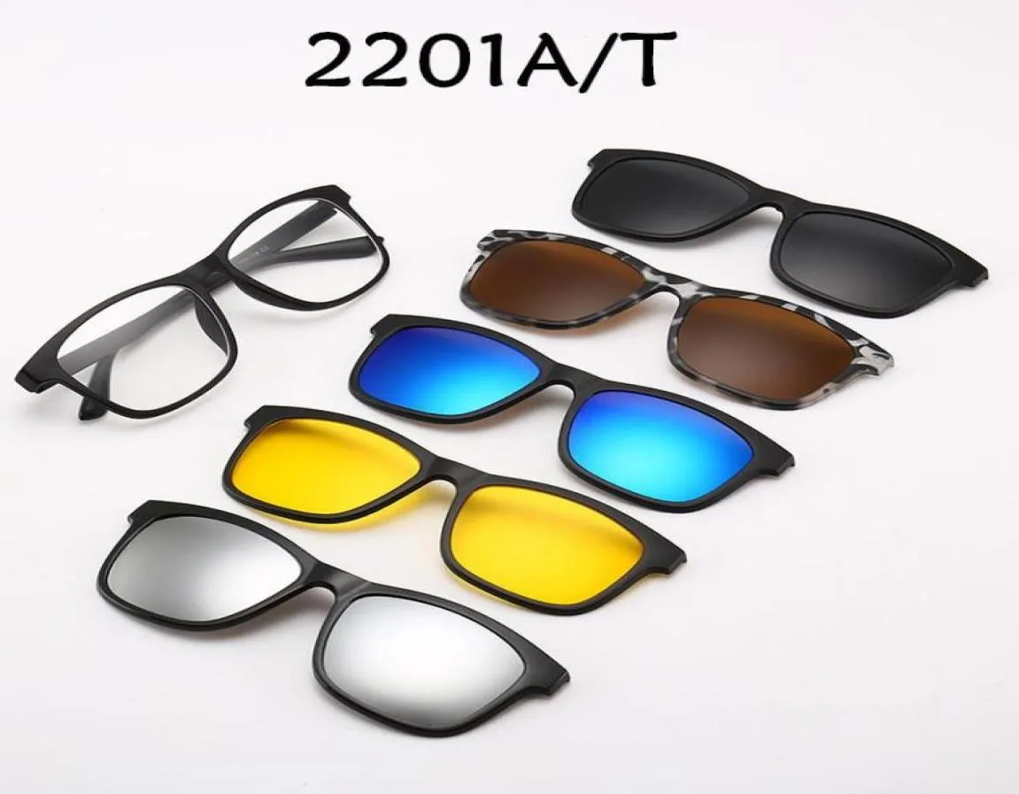 Lens Magnetic Sunglasses Clip Mirrored On Glasses Men Polarized Optical Myopia Frame With Leather Bag1379691