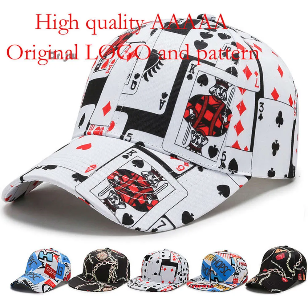 Men's and Women's Printing Element Baseball Korean Version Street Fashion Hip Hop Poker Outdoor Hat