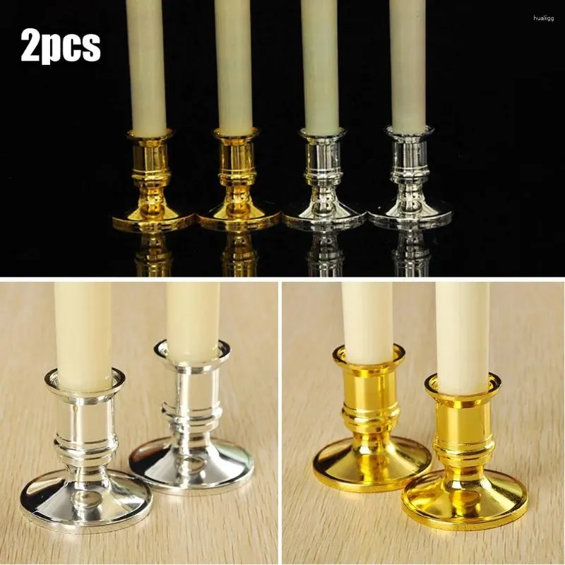 Castiçais 2pcs Titular BaseTraditional Forma Taper Padrão Prata / Ouro Castiçal para Vários Festivais Jantar Decoração