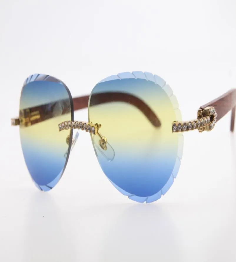 Whole Selling limited diamond male and female Mix Wood Rimless SunGlasses Shield High Quality C Decoration SunGlasses 82008891762