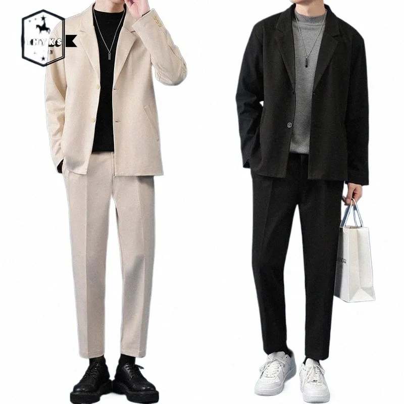 maschio vestito casuale di lusso giacche Blazer Set streetwear elegante coreano 2 pezzi set con pantaloni 2022 primavera cappotto pantaloni u0BI #