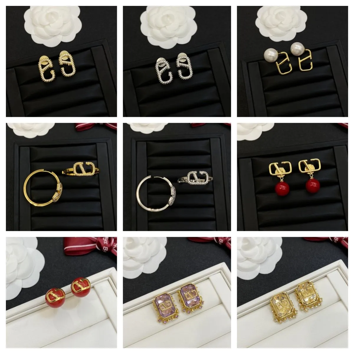 New V-shaped earrings women luxury trend light luxury red earrings hollow out everything spot wholesale trend