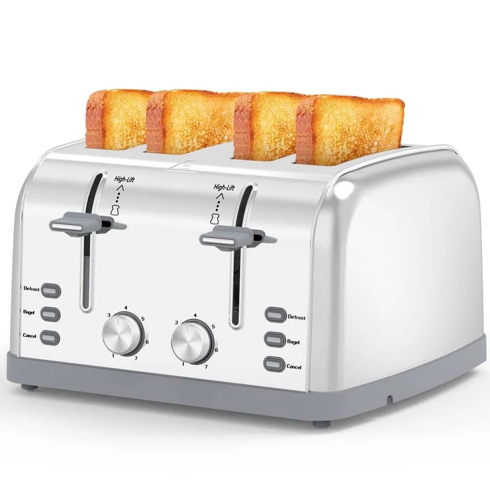 Roestvrij staal 7 schaduwinstellingen, Waffle Prime Toaster, 4 Toasters, 3 Modi, Bagels en meer Lainsten Toaster T-527