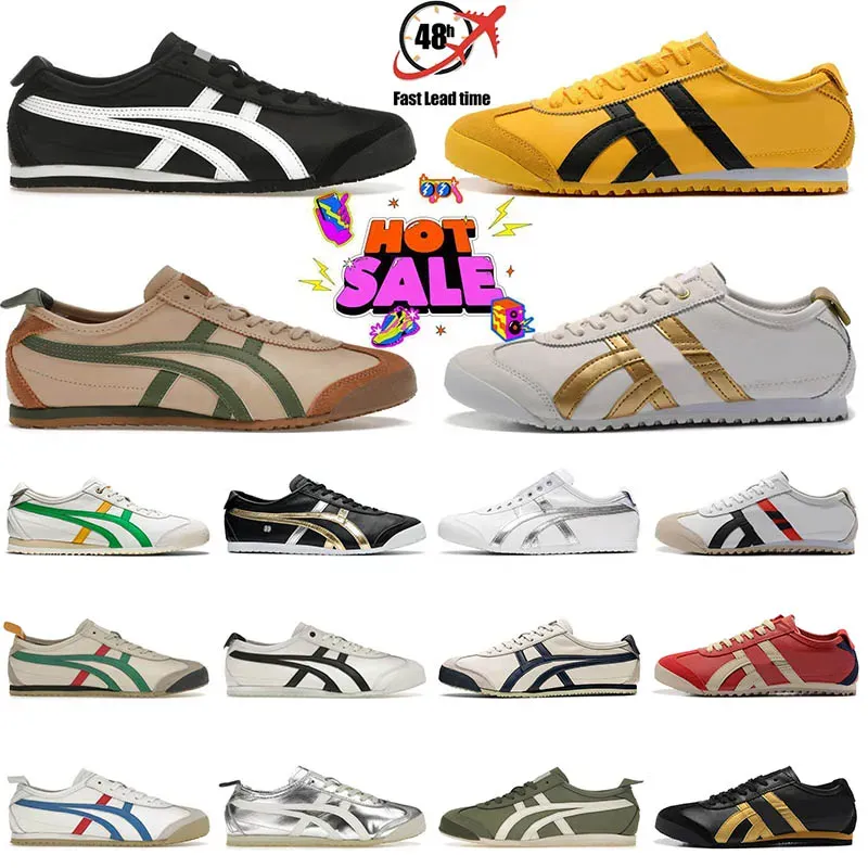 Tiger Mexico 66 Vintage Designers Casual Shoe For Women Men Leather Canvas Denim Shoes Black White Blue Dark Navy Sky Blue Beige Trainers Sport Sneakers