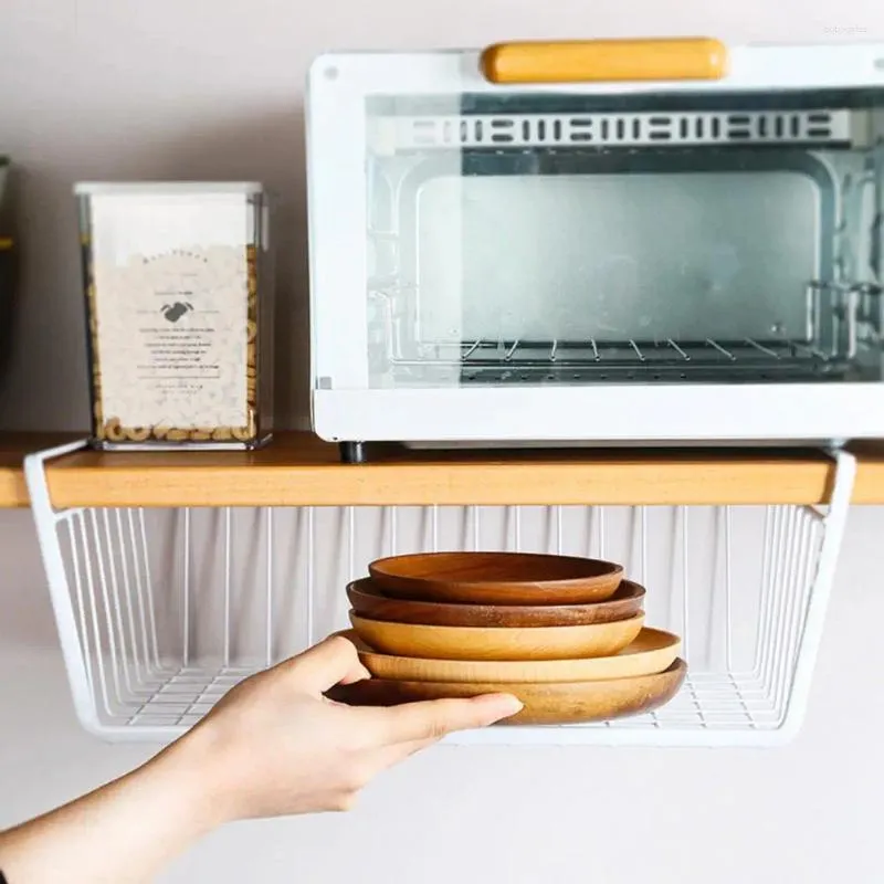 Kitchen Storage Stylish Under Shelf Basket Eco-friendly Floating Easy To Install Washable Wire