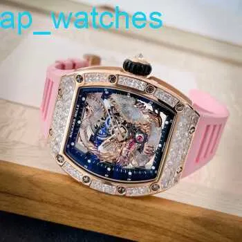 Relógios de pulso Richardmills Relógios de luxo Rm57-03 Original Diamante Rose Gold Crystal Dragon Edição Limitada Lazer Sports Machinery Watch FUY4