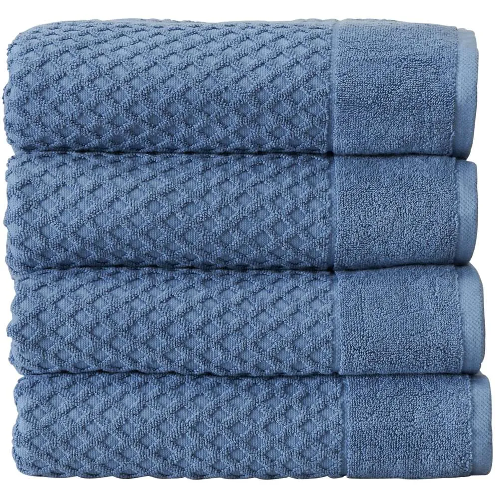 Great Bay Home Ensemble de serviettes bleues 100 % coton 4 serviettes de bain douces (30 x 52 pouces) très absorbantes et à séchage rapide |Collection Grayson (ensemble de 4 pièces, bleu)