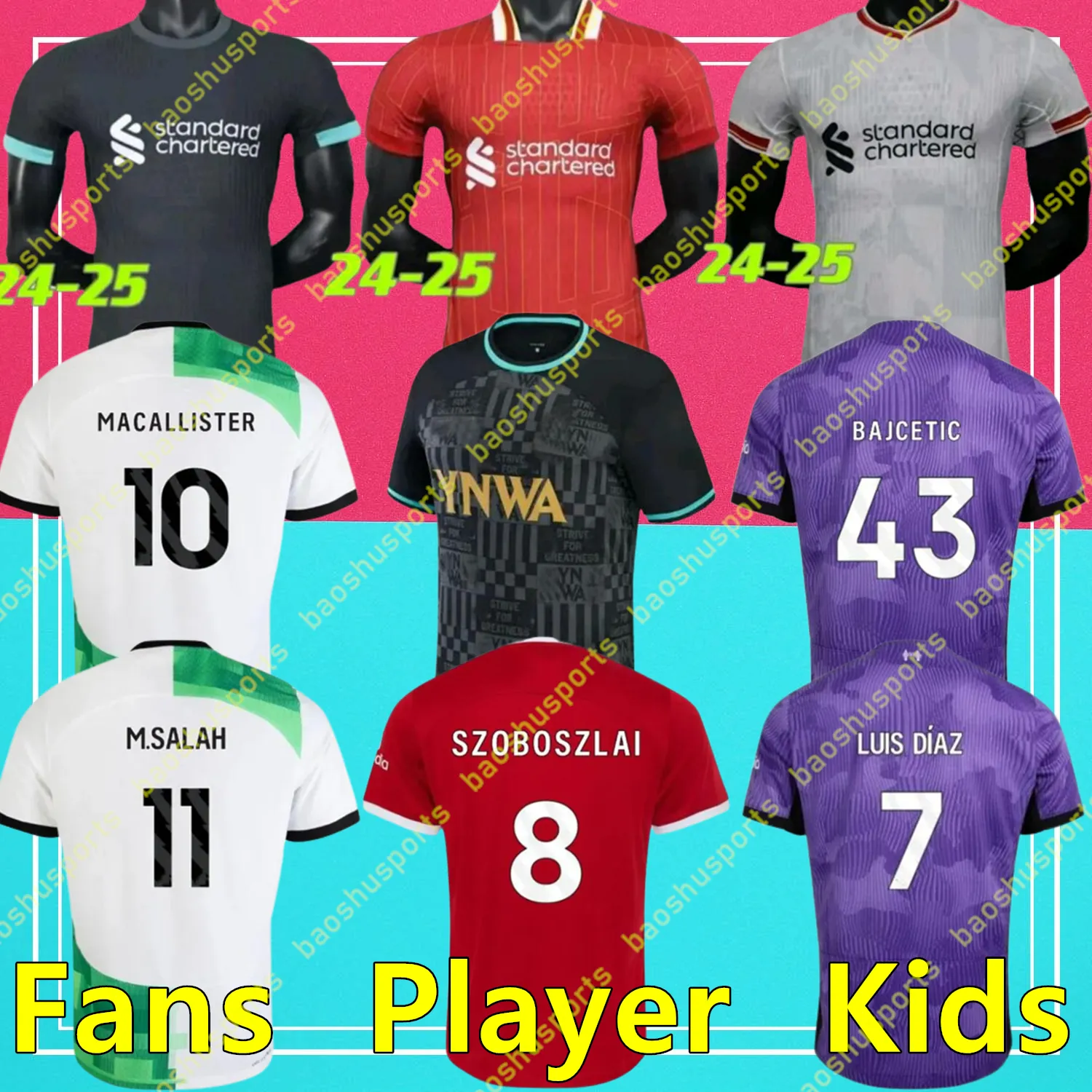 SZOBOSZLAI MAC ALLISTER 24 25 Soccer Jersey Kids Kit Full Set LBJ Special Home Away Third Men 2023 2024 FC Football Shirt LUIS ALEXANDER ARNOLD DARWIN Carabao Cup Final