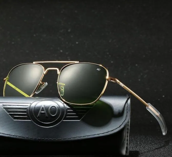 Солнцезащитные очки в футляре Aviation AO, мужские дизайнерские солнцезащитные очки для мужчин, американская армия, военные оптические стеклянные линзы Carton9422185