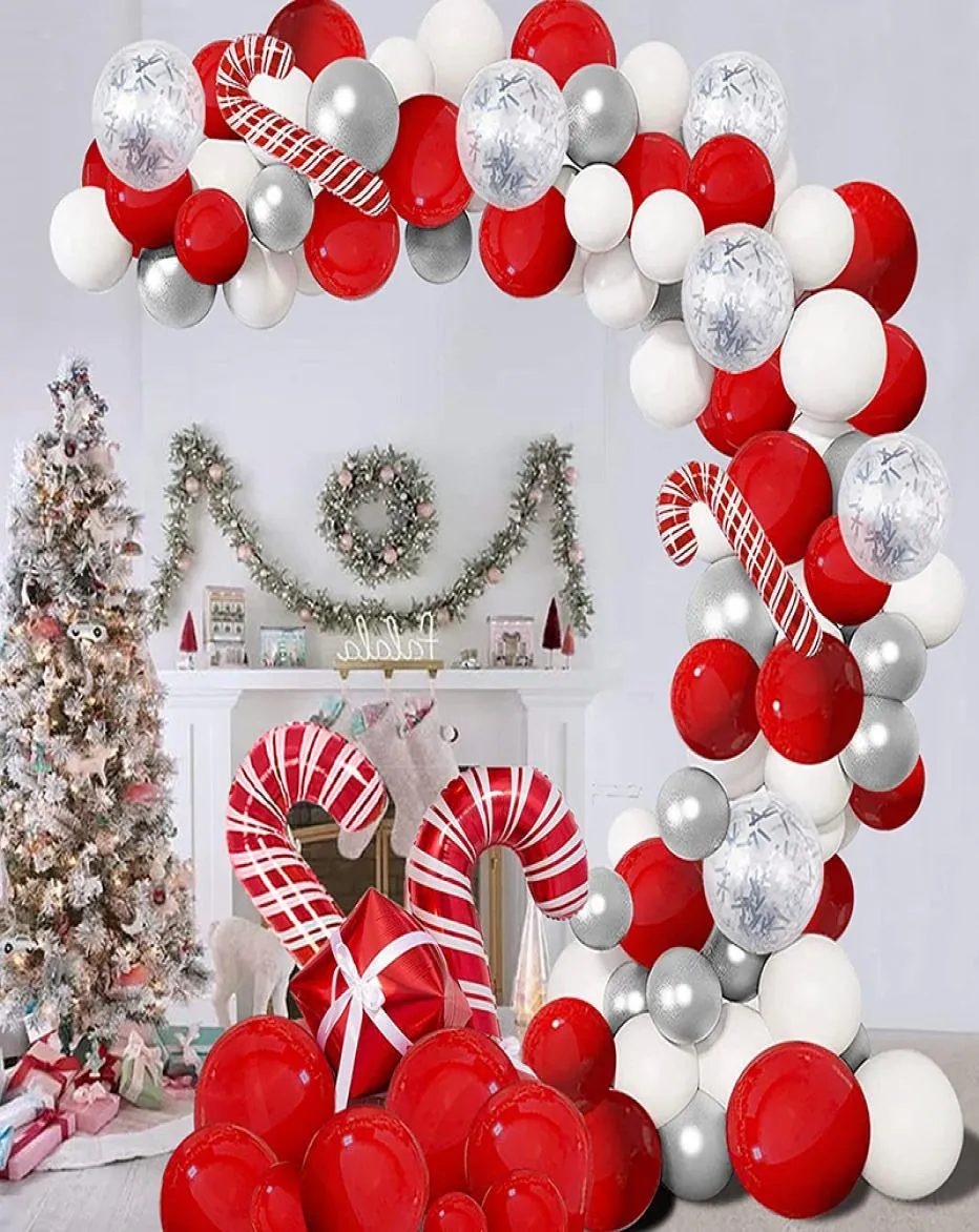 Christmas party supplies wreath arch suit Christmas red silver cane gift box balloon1206617