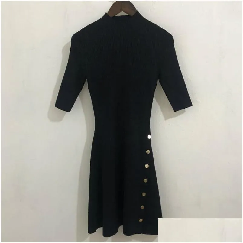 Ethnic Clothing 2023 Autumn Woman Elegant Dress Single Breasted Puff Sleeve Print Round Neck Long Party Casual Clothes Drop Delivery A Otvqu