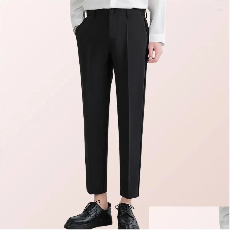 Trajes para hombre Blazers Fl Pantalones de traje de longitud recortada Pantalones elásticos hasta los tobillos para otoño e invierno Casual Negocios Formal Drop Delive Otlex