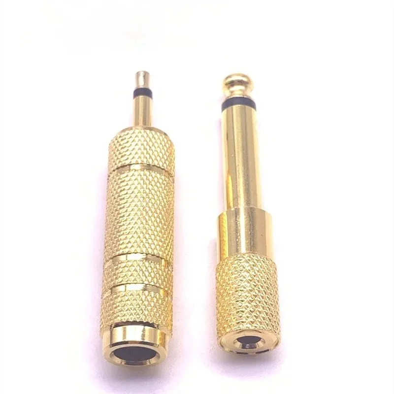 Conector macho Mono de 6,35mm a conector hembra de 3,5mm, conector adaptador de enchufe chapado en oro de 3,5mm a 6,35mm