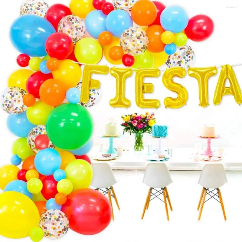 Party Decoration Fiesta Balloon Garland Arch Kit For Kids Birthday Decorations Baby Shower Mexican Foil Balloons 130 Pack