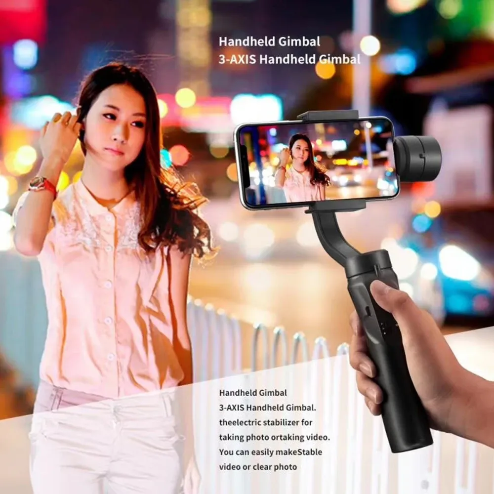 Gimbals Anti Shake Video Recording Stabilizer för Xiaomi iPhone -mobiltelefon smartphone med stativhandhållen 3Axis gimbal telefonhållare